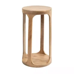 Kirklands Home Accent & End Tables|Round Natural Wood Dani Accent Table Tan