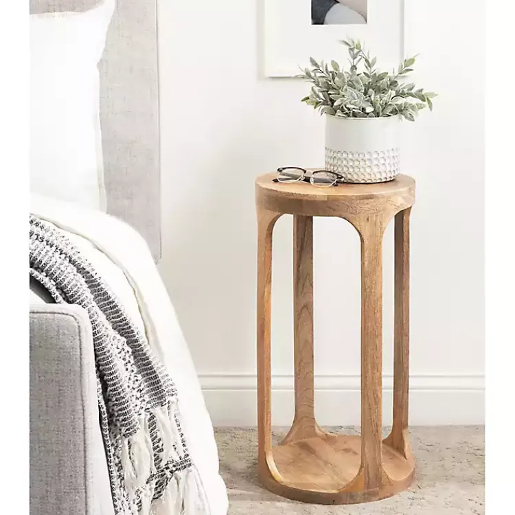 Kirklands Home Accent & End Tables|Round Natural Wood Dani Accent Table Tan