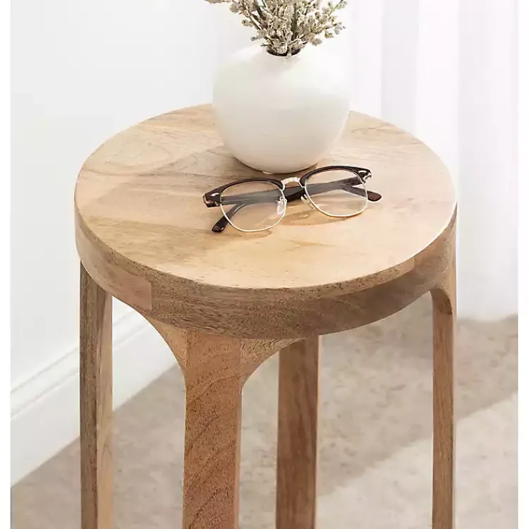 Kirklands Home Accent & End Tables|Round Natural Wood Dani Accent Table Tan