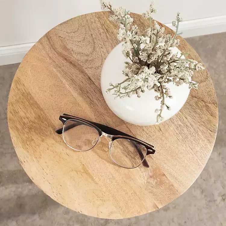 Kirklands Home Accent & End Tables|Round Natural Wood Dani Accent Table Tan