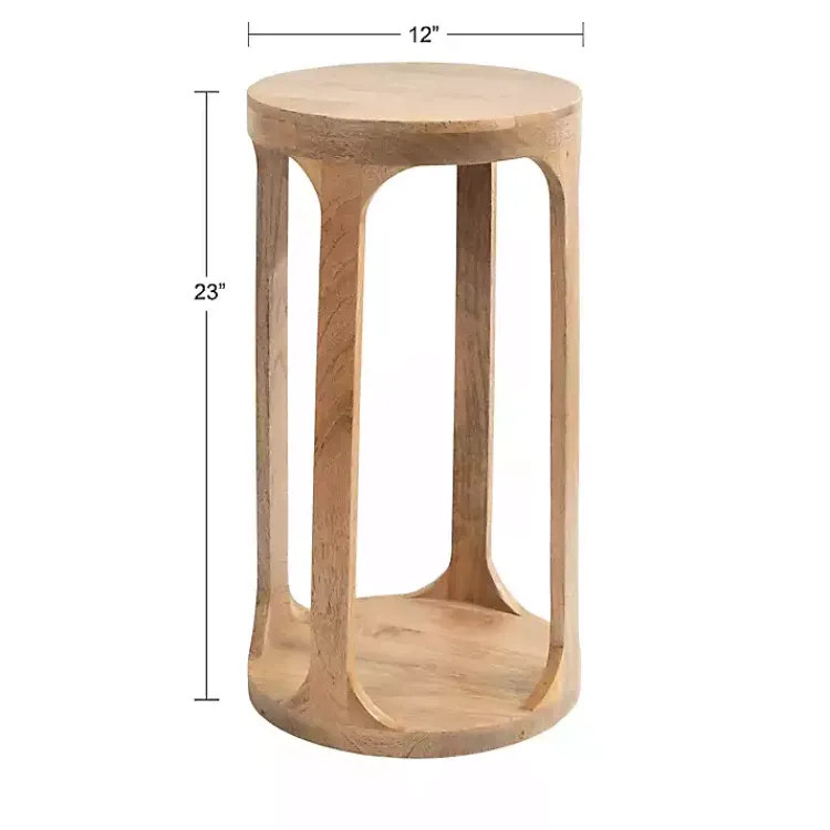 Kirklands Home Accent & End Tables|Round Natural Wood Dani Accent Table Tan