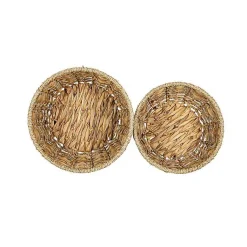 New Round Natural Woven Hyacinth Baskets, Set of 2 Baskets & Boxes