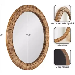 Kirklands Home Decorative Mirrors|Round Natural Woven Water Hyacinth Wall Mirror