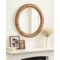 Kirklands Home Decorative Mirrors|Round Natural Woven Water Hyacinth Wall Mirror