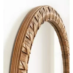 Kirklands Home Decorative Mirrors|Round Natural Woven Water Hyacinth Wall Mirror