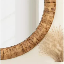 Kirklands Home Decorative Mirrors|Round Natural Woven Water Hyacinth Wall Mirror