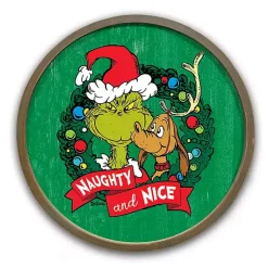 Outlet Round Naughty and Nice Grinch Wall Plaque Christmas Art & Wall Decor