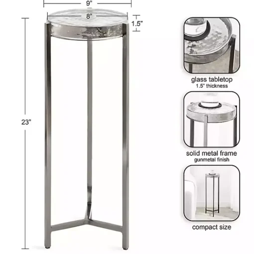 Kirklands Home Accent & End Tables|Round Pewter Aguilar Accent Table