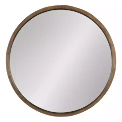 Kirklands Home Decorative Mirrors|Round Rustic Wood Hutton Mirror Brown