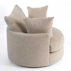 Kirklands Home Accent Chairs|Round Sand Boucle Swivel Accent Chair Tan