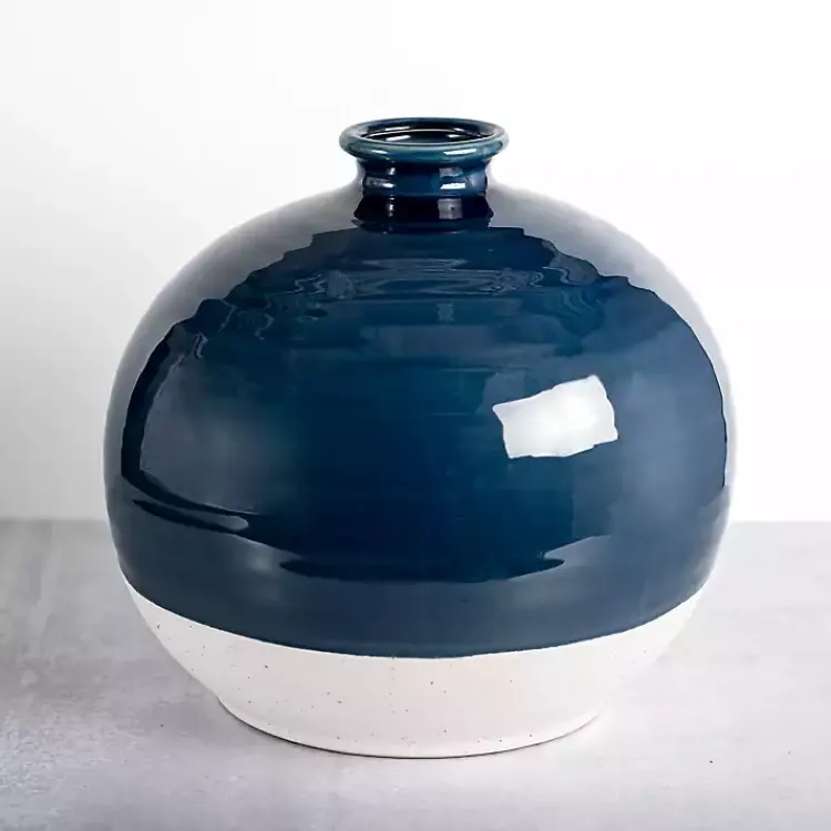 Round Satin Stoneware Vase, 11 in. Vases