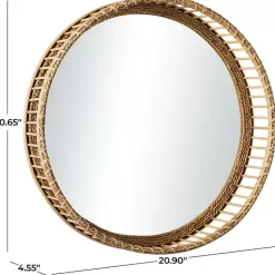 Kirklands Home Decorative Mirrors|Round Seagrass and Bamboo Wall Mirror