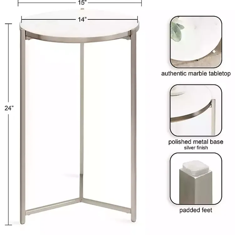 Kirklands Home Accent & End Tables|Round Aguilar Accent Table Silver