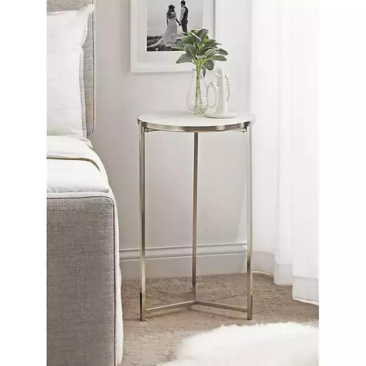 Kirklands Home Accent & End Tables|Round Aguilar Accent Table Silver