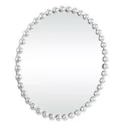 Kirklands Home Decorative Mirrors|Round Silver Beaded Wall Mirror