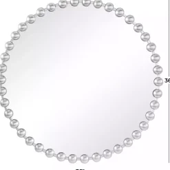 Kirklands Home Decorative Mirrors|Round Silver Beaded Wall Mirror