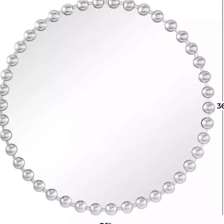 Kirklands Home Decorative Mirrors|Round Silver Beaded Wall Mirror