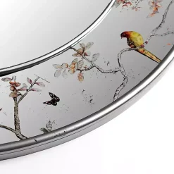 Kirklands Home Decorative Mirrors|Round Silver Birds and Branches Wall Mirror