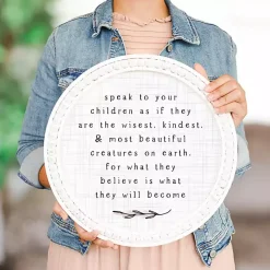 Kirklands Home Wall Quotes & Signs|Round Speak to Children Wall Plaque White