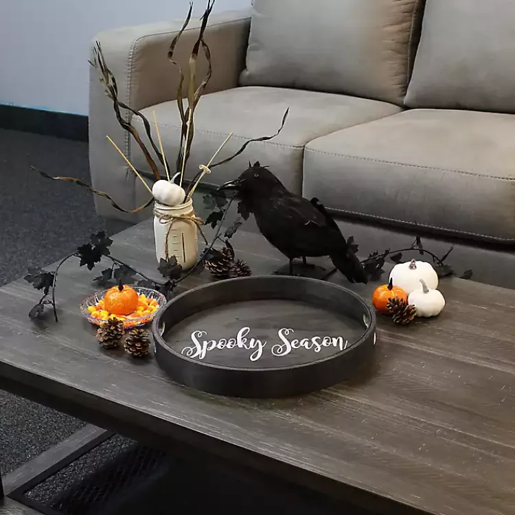 Hot Round Spooky Season Wood Tray Halloween