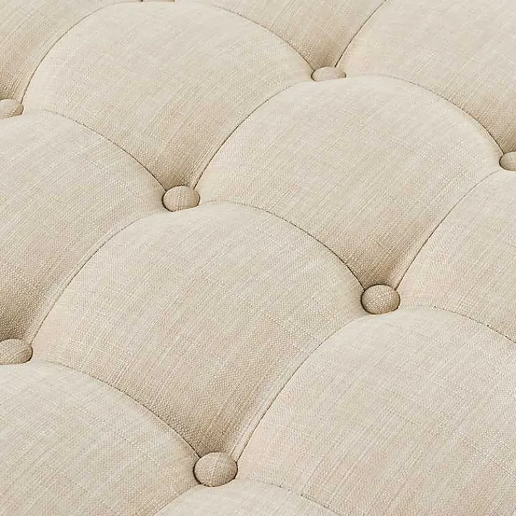 Kirklands Home Benches & Ottomans|Round Cepheus Tufted Ottoman Tan