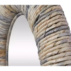 Kirklands Home Decorative Mirrors|Round Teak Wood Coiled Tampar Frame Mirror