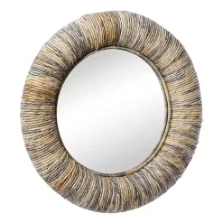 Kirklands Home Decorative Mirrors|Round Teak Wood Coiled Tampar Frame Mirror