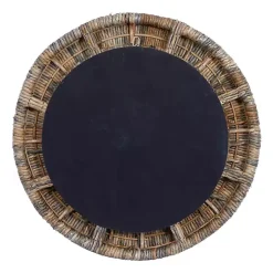 Kirklands Home Decorative Mirrors|Round Teak Wood Coiled Tampar Frame Mirror