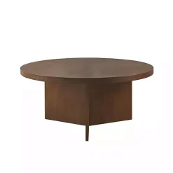Kirklands Home Coffee Tables|Round Walnut Wood Starburst Coffee Table Brown