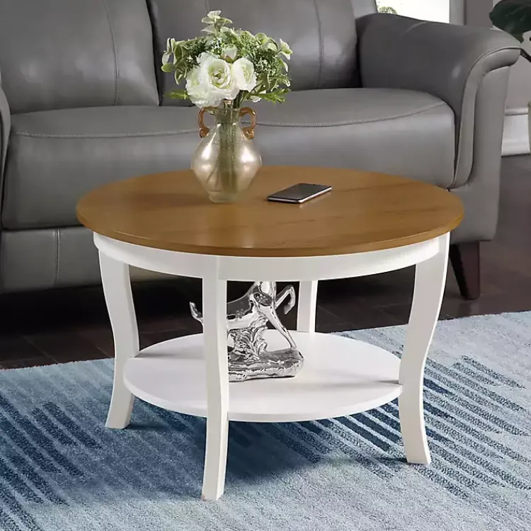 Kirklands Home Coffee Tables|Round and Natural Curved Legs Coffee Table White