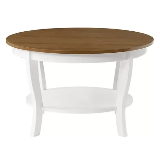 Kirklands Home Coffee Tables|Round and Natural Curved Legs Coffee Table White