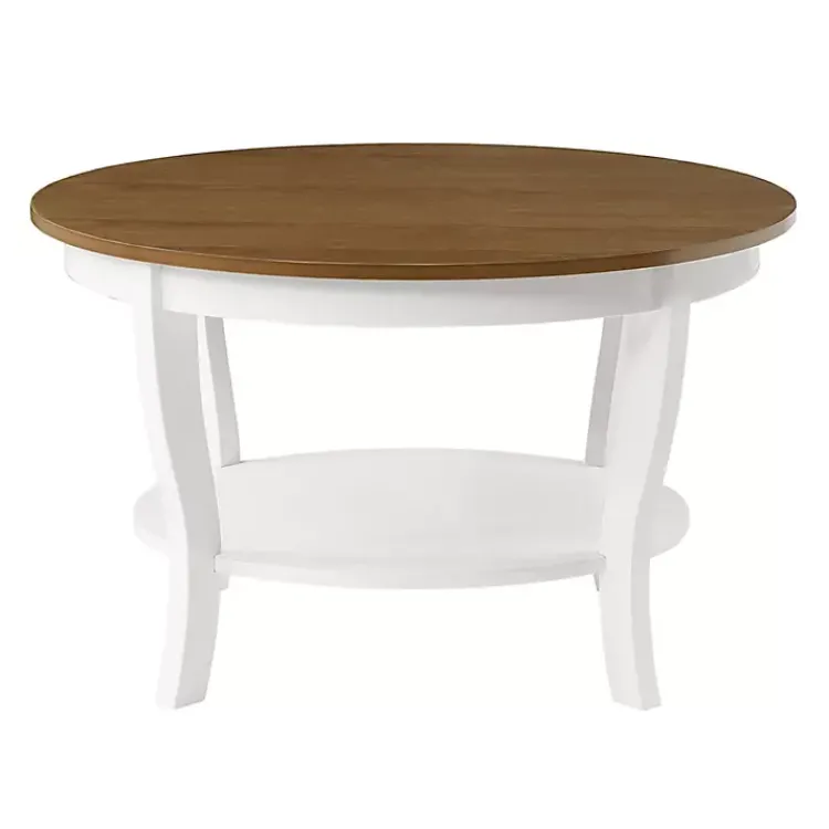 Kirklands Home Coffee Tables|Round and Natural Curved Legs Coffee Table White