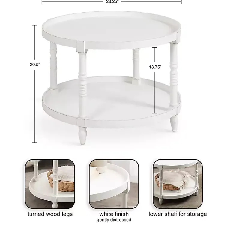 Kirklands Home Coffee Tables|Round Bellport Coffee Table White