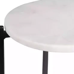 Kirklands Home Accent & End Tables|Round White Marble Accent Tables, Set of 2 Black