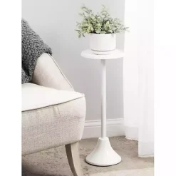 Kirklands Home Accent & End Tables|Round Metal Layla Accent Table White
