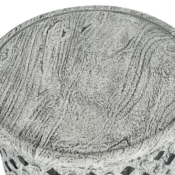 Kirklands Home Accent & End Tables|Round White Wood Lattice Accent Table