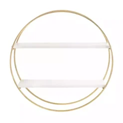 Kirklands Home Shelves|Round White Wood Sequoia Wall Shelf