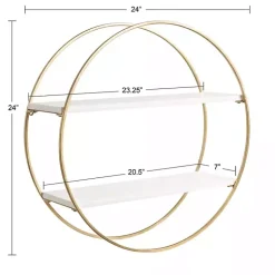 Kirklands Home Shelves|Round White Wood Sequoia Wall Shelf