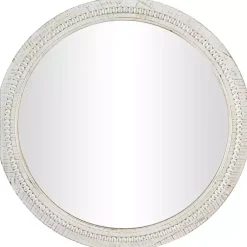 Kirklands Home Decorative Mirrors|Round Whitewash Beaded Wall Mirror
