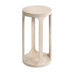 Kirklands Home Accent & End Tables|Round washed Wood Dani Accent Table White