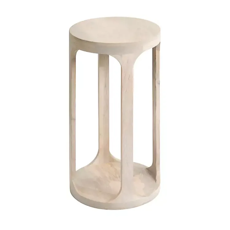Kirklands Home Accent & End Tables|Round washed Wood Dani Accent Table White