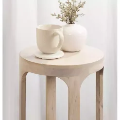 Kirklands Home Accent & End Tables|Round washed Wood Dani Accent Table White