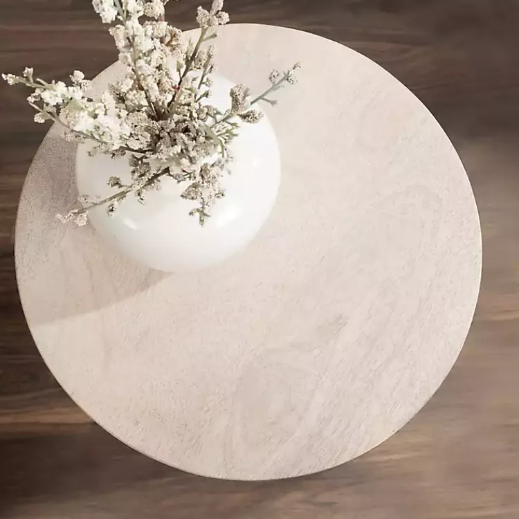 Kirklands Home Accent & End Tables|Round washed Wood Dani Accent Table White