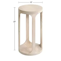 Kirklands Home Accent & End Tables|Round washed Wood Dani Accent Table White