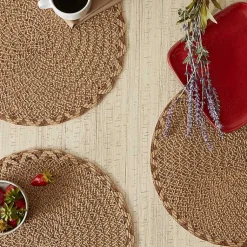 Kirklands Home Table Linens|Round Woven Lattice Placemats, Set of 6 Brown