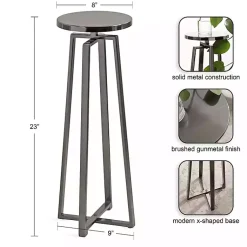 Kirklands Home Accent & End Tables|Round Zia Pewter Metal Accent Table Gray
