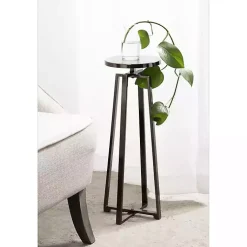 Kirklands Home Accent & End Tables|Round Zia Pewter Metal Accent Table Gray