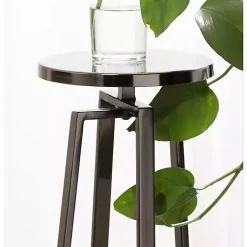 Kirklands Home Accent & End Tables|Round Zia Pewter Metal Accent Table Gray