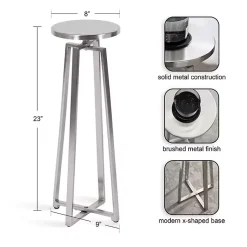Kirklands Home Accent & End Tables|Round Zia Metal Accent Table Silver