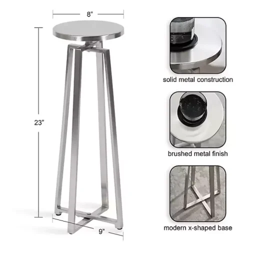 Kirklands Home Accent & End Tables|Round Zia Metal Accent Table Silver